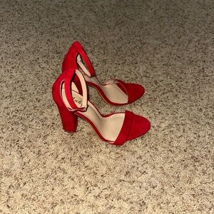 Amazon Red Suede Women's Heels Worn once!